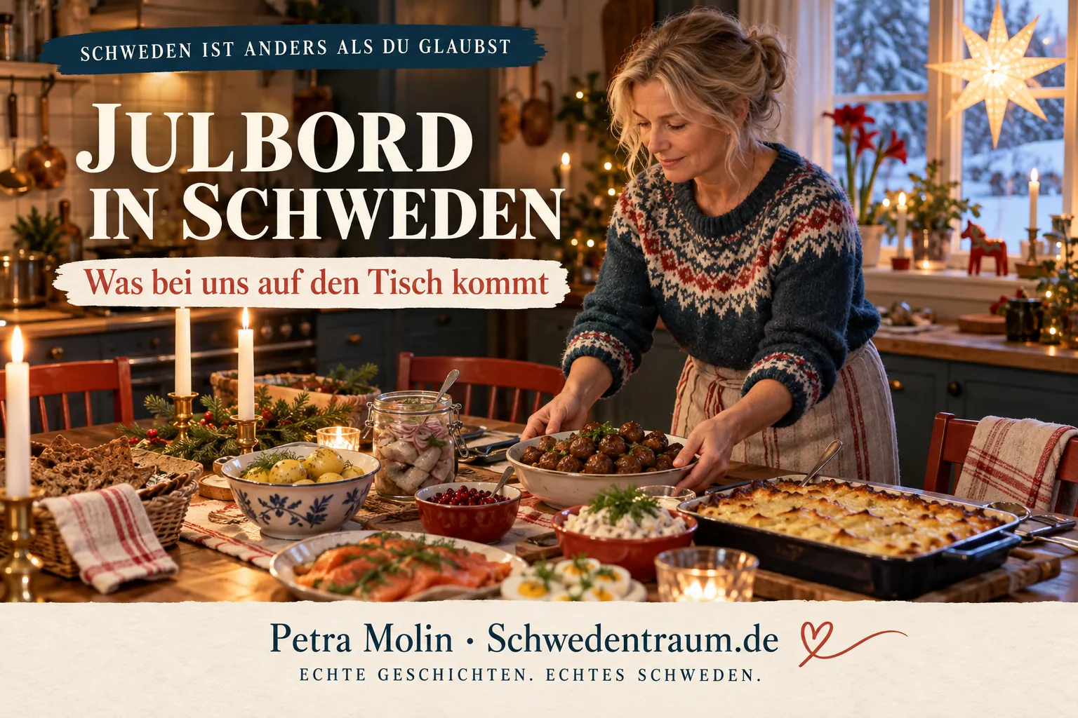 Was gehört zum Julbord in Schweden? Ich erzähle von Köttbullar, Janssons frestelse und unserem Weihnachtsessen zwischen Tradition und Familienalltag.